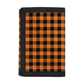 Orange Buffalo Plaid Print Trifold Wallet