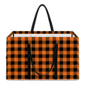 Orange Buffalo Plaid Print Utility Tote Bag