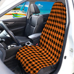 Orange Buffalo Plaid Print Waterproof Car Seat Cover