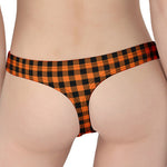 Orange Buffalo Plaid Print Women's Thong