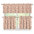 Orange Bull Terrier Pattern Print 3 Piece Kitchen Curtains
