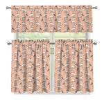 Orange Bull Terrier Pattern Print 3 Piece Kitchen Curtains