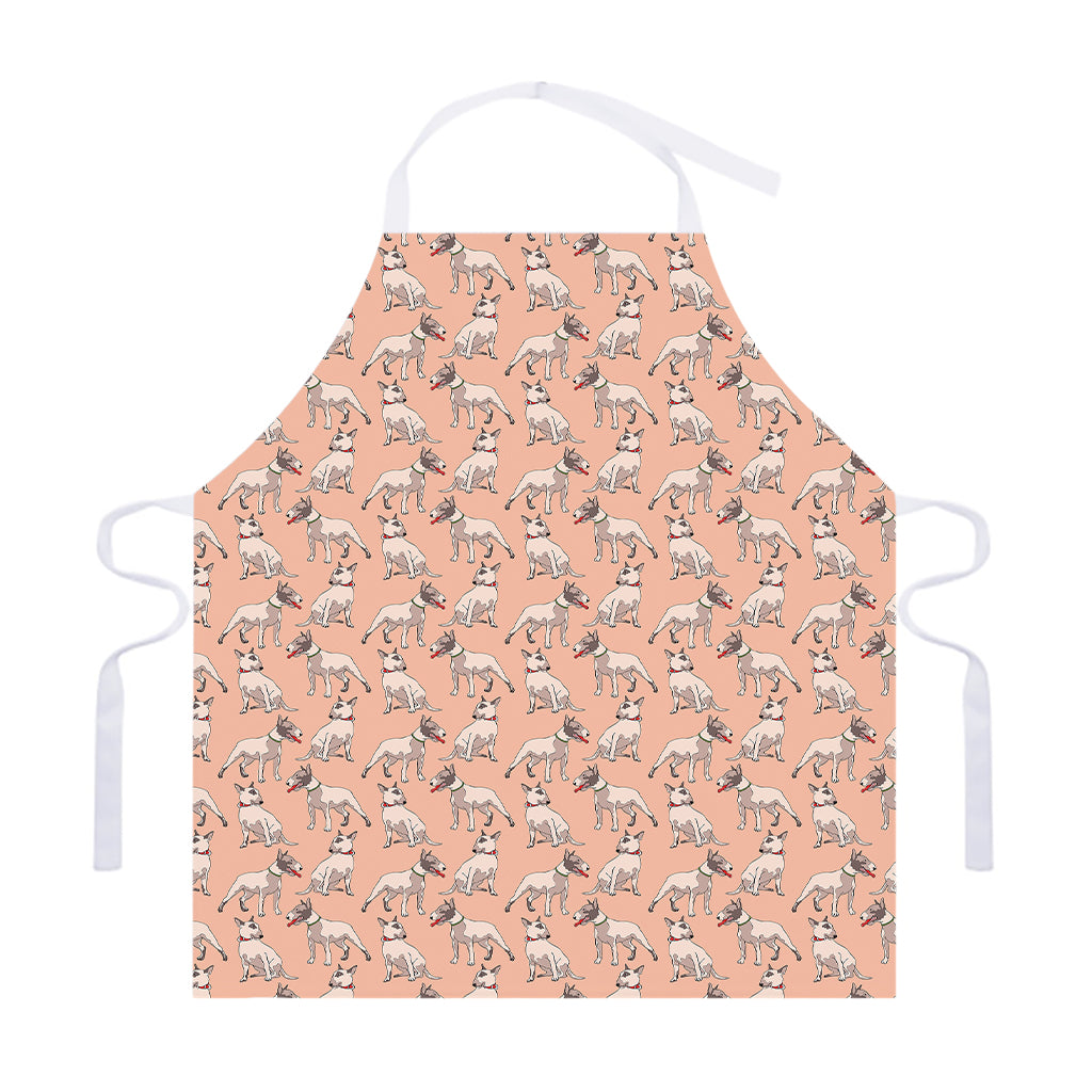 Orange Bull Terrier Pattern Print Adjustable Apron