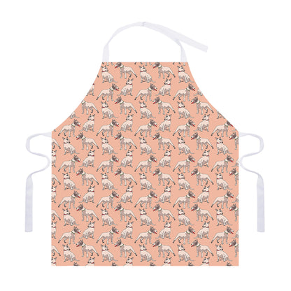 Orange Bull Terrier Pattern Print Adjustable Apron
