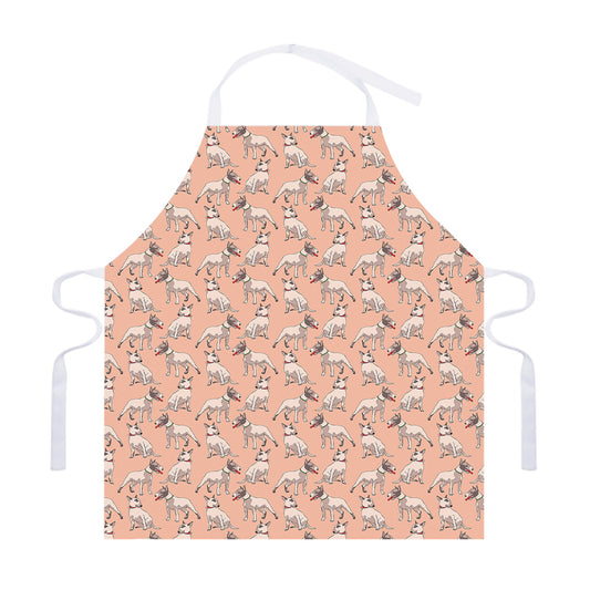 Orange Bull Terrier Pattern Print Adjustable Apron