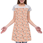 Orange Bull Terrier Pattern Print Adjustable Apron