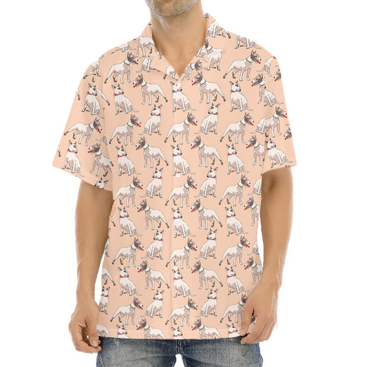 Orange Bull Terrier Pattern Print Aloha Shirt