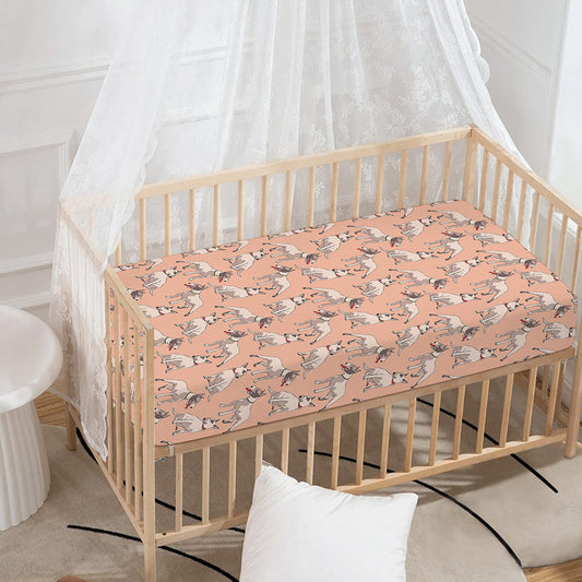 Orange Bull Terrier Pattern Print Baby Crib Sheet