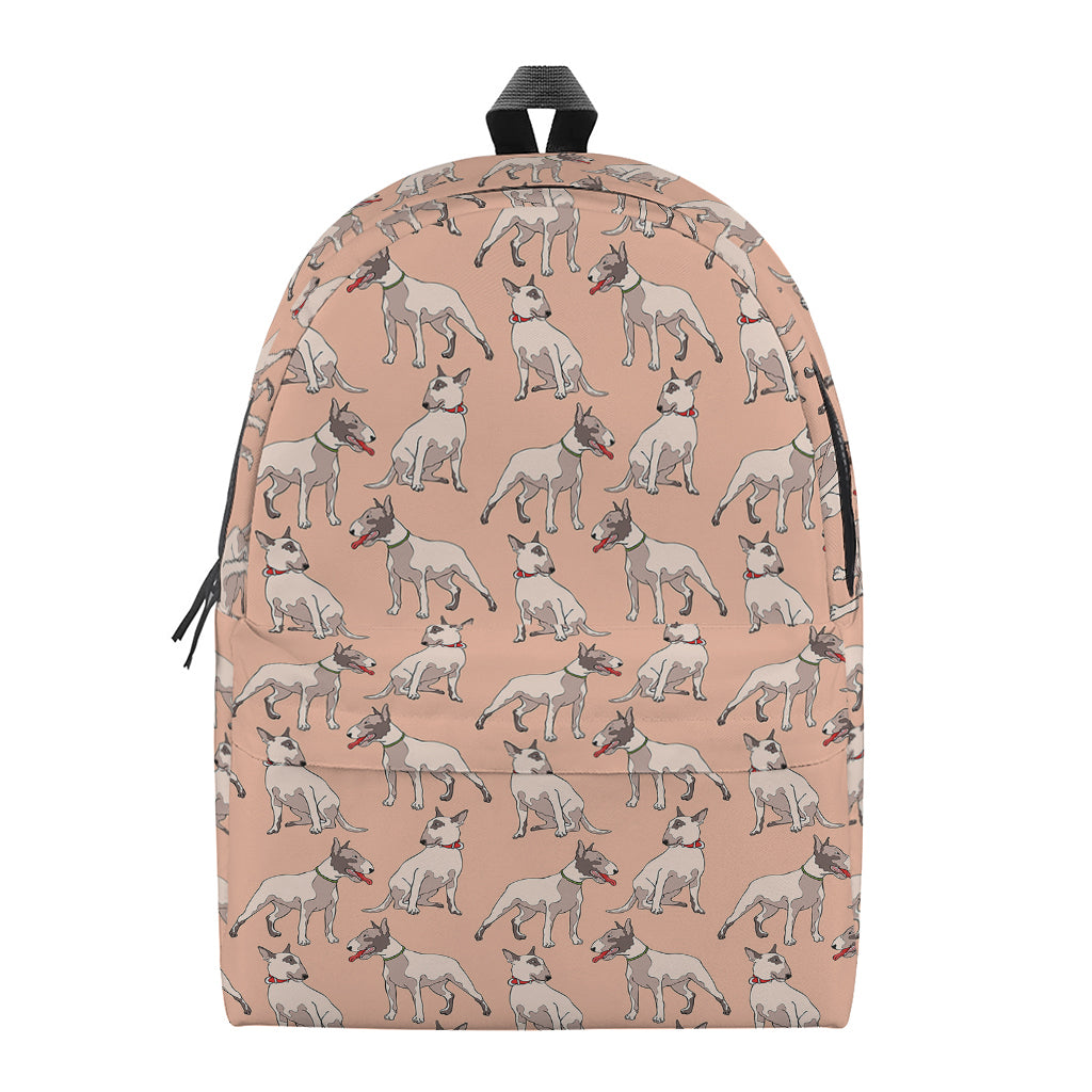 Orange Bull Terrier Pattern Print Backpack
