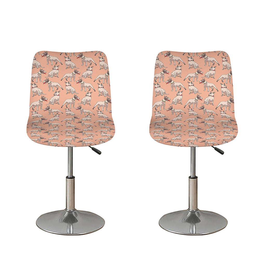 Orange Bull Terrier Pattern Print Bar Stool Covers