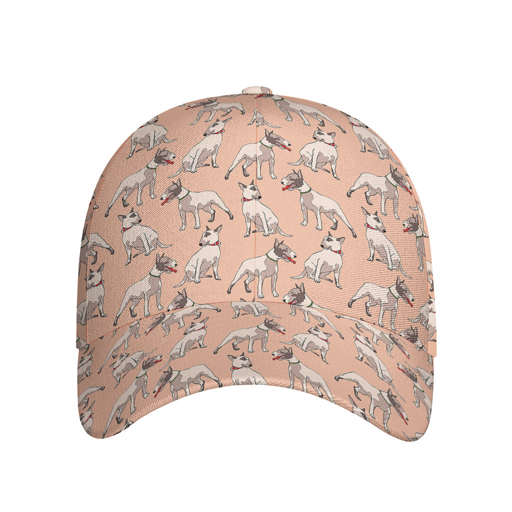 Orange Bull Terrier Pattern Print Baseball Cap