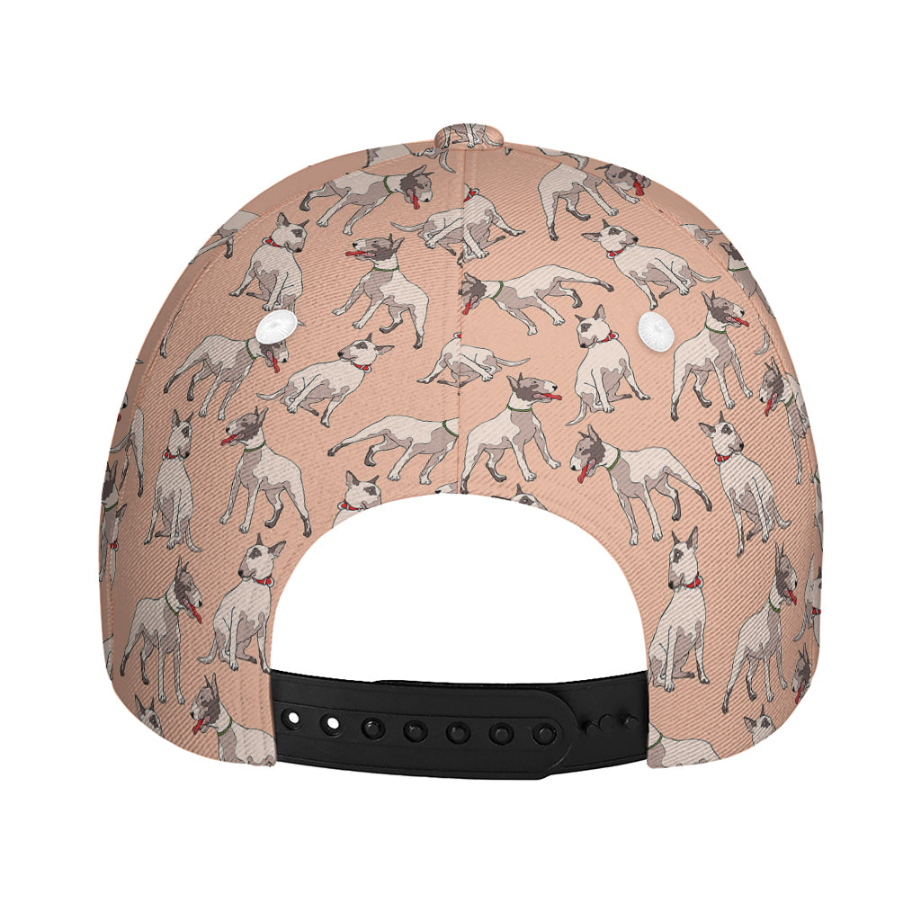 Orange Bull Terrier Pattern Print Baseball Cap