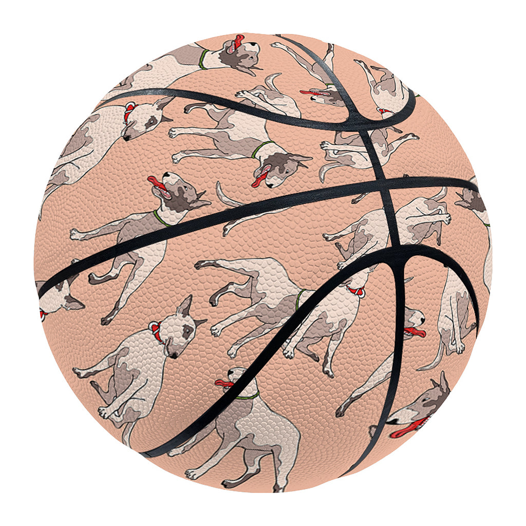 Orange Bull Terrier Pattern Print Basketball