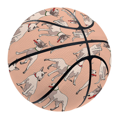 Orange Bull Terrier Pattern Print Basketball