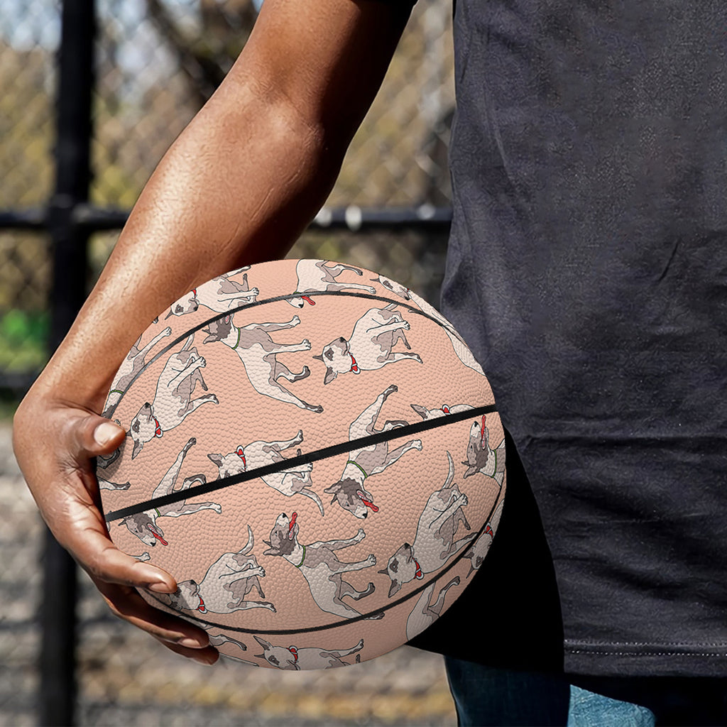 Orange Bull Terrier Pattern Print Basketball