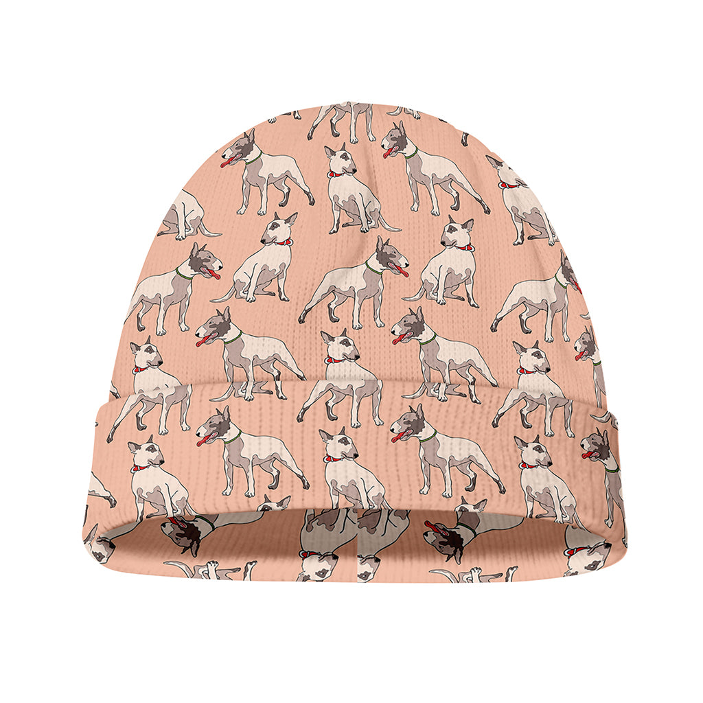 Orange Bull Terrier Pattern Print Beanie