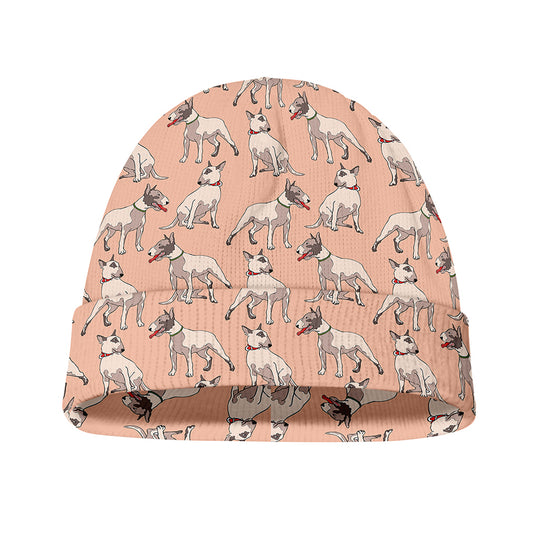 Orange Bull Terrier Pattern Print Beanie