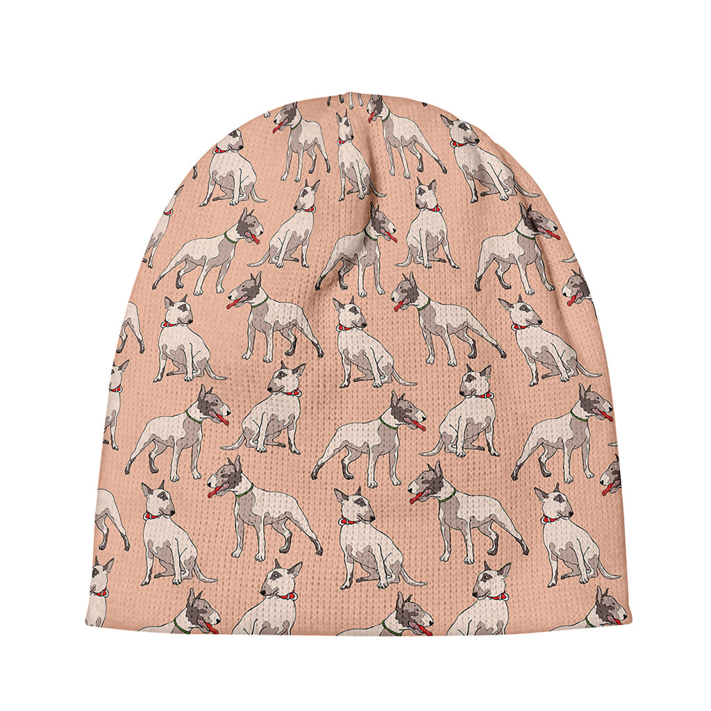 Orange Bull Terrier Pattern Print Beanie