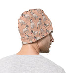 Orange Bull Terrier Pattern Print Beanie