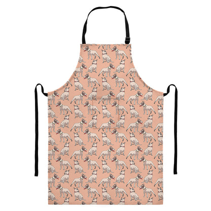 Orange Bull Terrier Pattern Print Bib Apron With Pocket