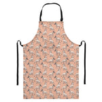 Orange Bull Terrier Pattern Print Bib Apron With Pocket