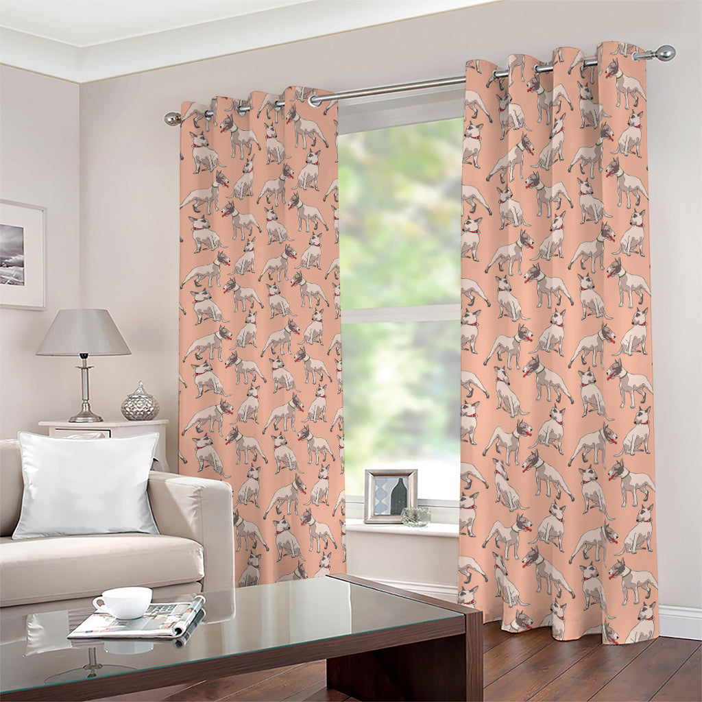 Orange Bull Terrier Pattern Print Blackout Grommet Curtains