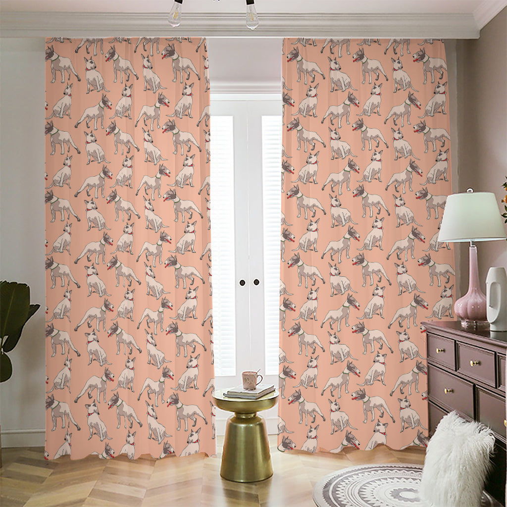 Orange Bull Terrier Pattern Print Blackout Pencil Pleat Curtains