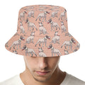 Orange Bull Terrier Pattern Print Bucket Hat