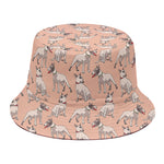 Orange Bull Terrier Pattern Print Bucket Hat
