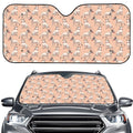 Orange Bull Terrier Pattern Print Car Windshield Sun Shade