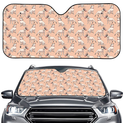 Orange Bull Terrier Pattern Print Car Windshield Sun Shade