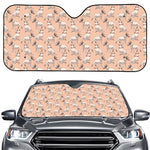Orange Bull Terrier Pattern Print Car Windshield Sun Shade