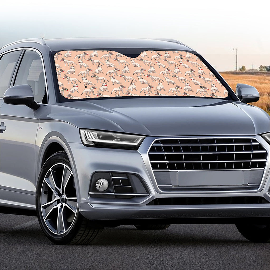 Orange Bull Terrier Pattern Print Car Windshield Sun Shade