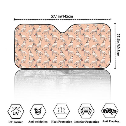 Orange Bull Terrier Pattern Print Car Windshield Sun Shade