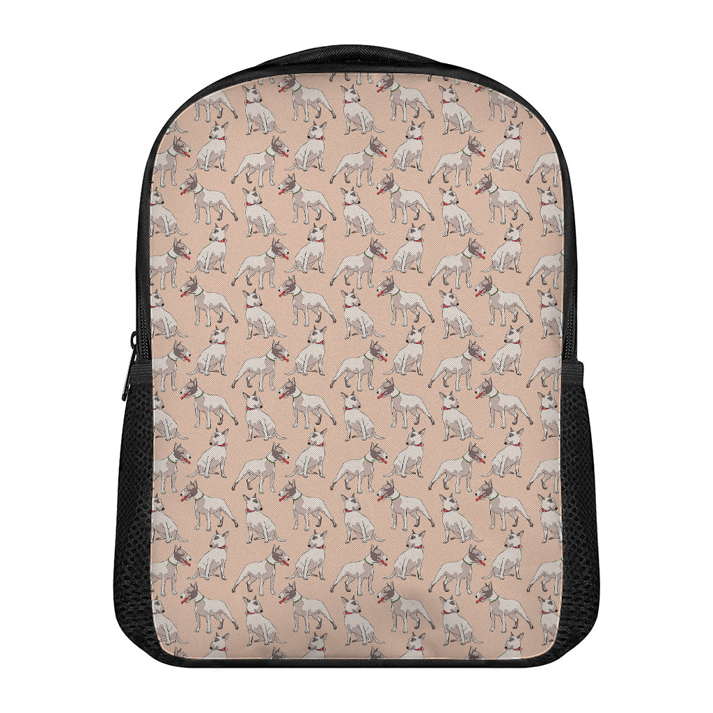 Orange Bull Terrier Pattern Print Casual Backpack
