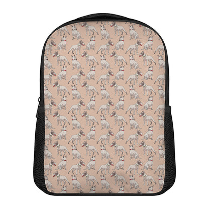 Orange Bull Terrier Pattern Print Casual Backpack