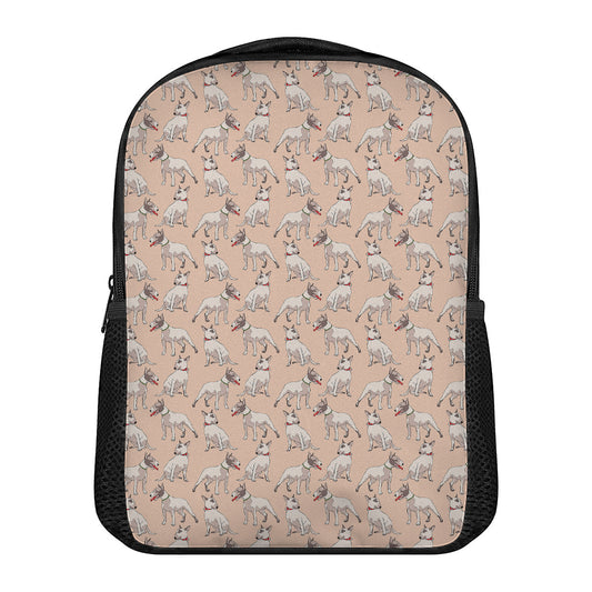 Orange Bull Terrier Pattern Print Casual Backpack
