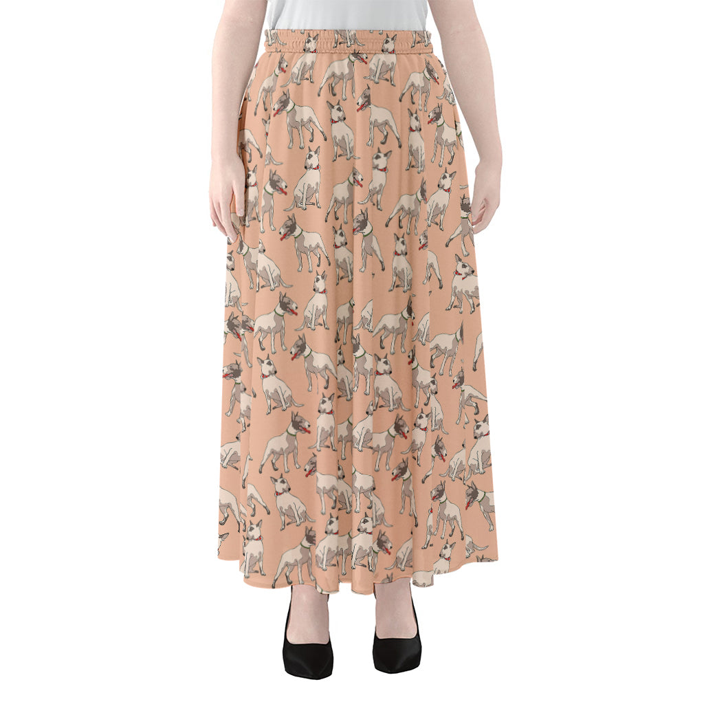 Orange Bull Terrier Pattern Print Chiffon Maxi Skirt