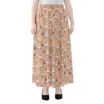 Orange Bull Terrier Pattern Print Chiffon Maxi Skirt