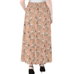 Orange Bull Terrier Pattern Print Chiffon Maxi Skirt