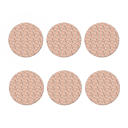 Orange Bull Terrier Pattern Print Coaster Set