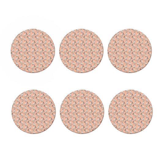 Orange Bull Terrier Pattern Print Coaster Set