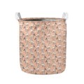 Orange Bull Terrier Pattern Print Collapsible Laundry Basket