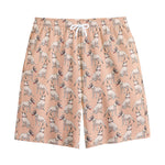 Orange Bull Terrier Pattern Print Cotton Shorts