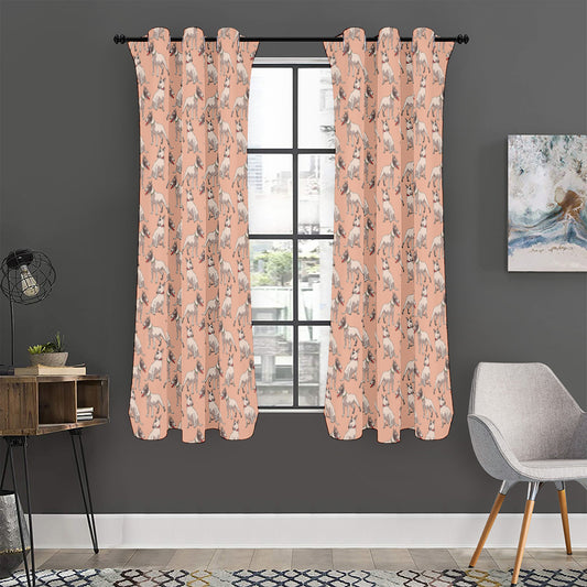 Orange Bull Terrier Pattern Print Curtain