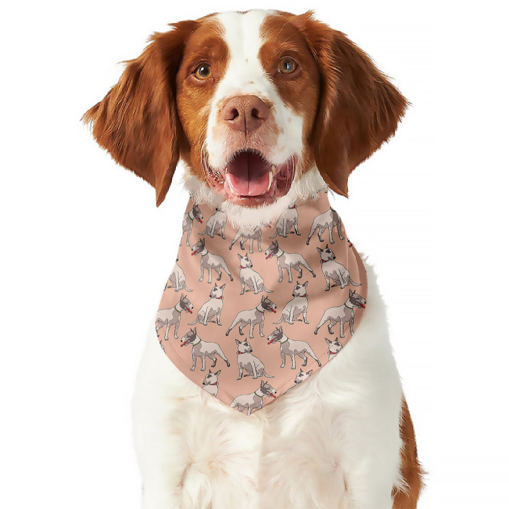 Orange Bull Terrier Pattern Print Dog Bandana