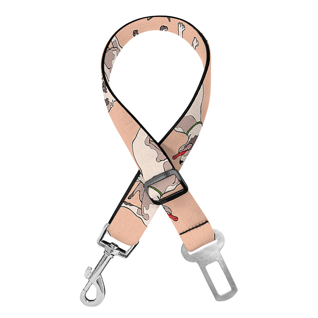 Orange Bull Terrier Pattern Print Dog Seat Belt