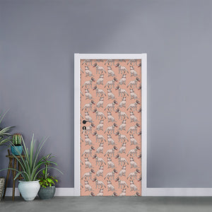 Orange Bull Terrier Pattern Print Door Sticker