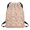 Orange Bull Terrier Pattern Print Drawstring Backpack
