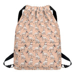 Orange Bull Terrier Pattern Print Drawstring Backpack